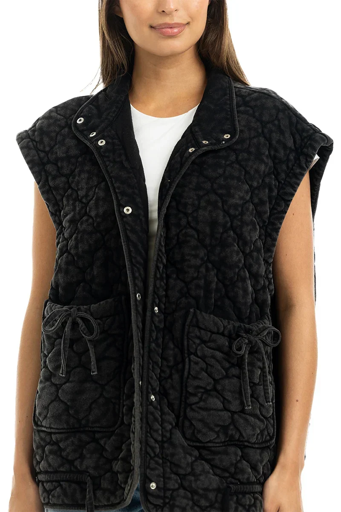 Oversized Garment Washed Quilted Vest