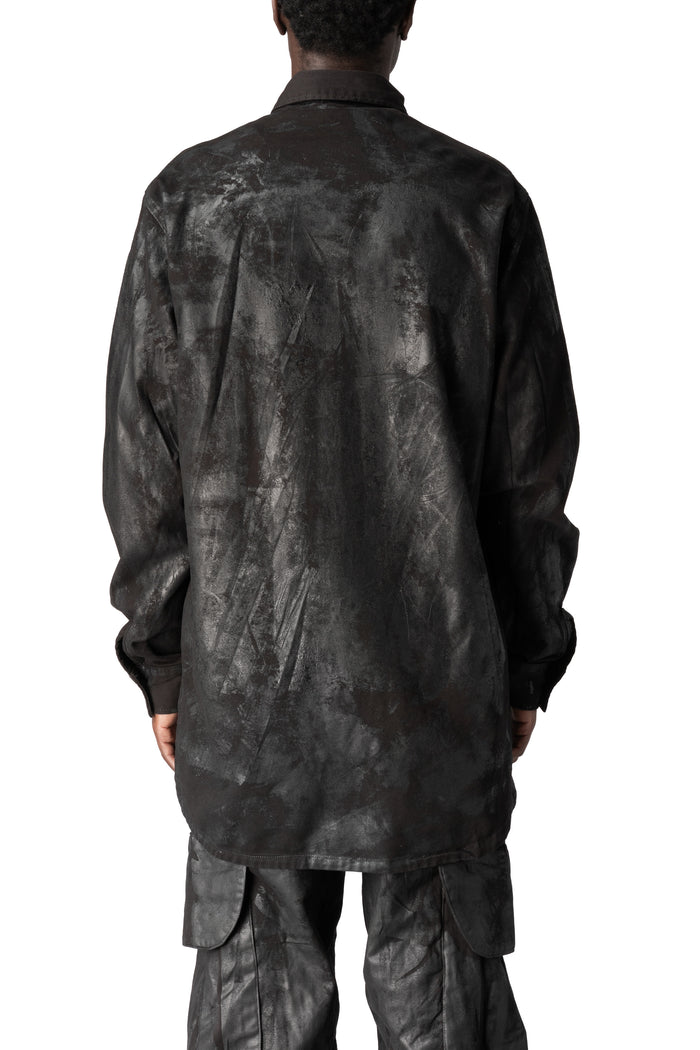 Oversized rubberized denim jacket, Black