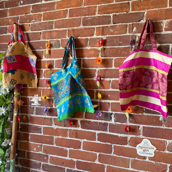 Pack of 3 - Mystery Print Recycled Sari Farmers Market Tote Bags- Final Sale
