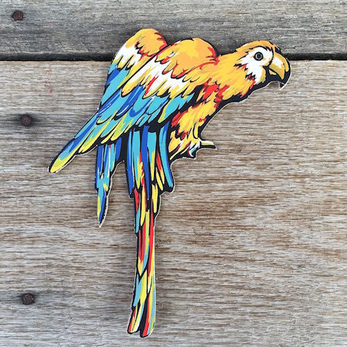 PARROT BIRD Diecut Cardboard Sign 1950s