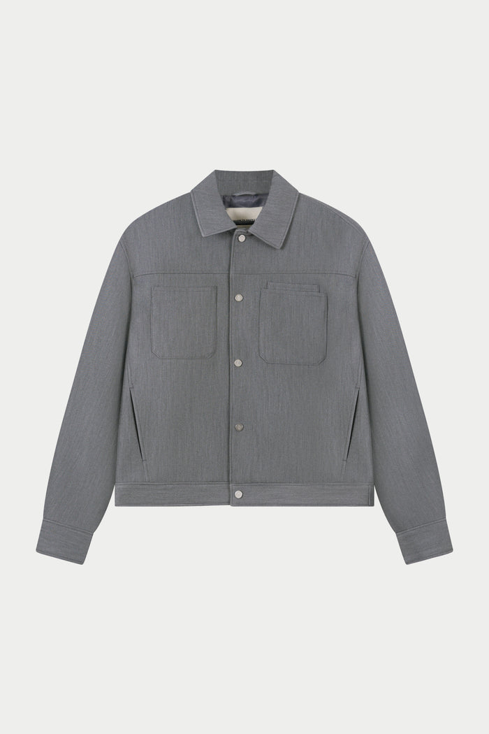 PATCH POCKET TAILORED JACKET - GREY