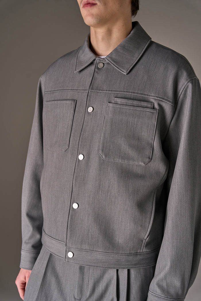 PATCH POCKET TAILORED JACKET - GREY