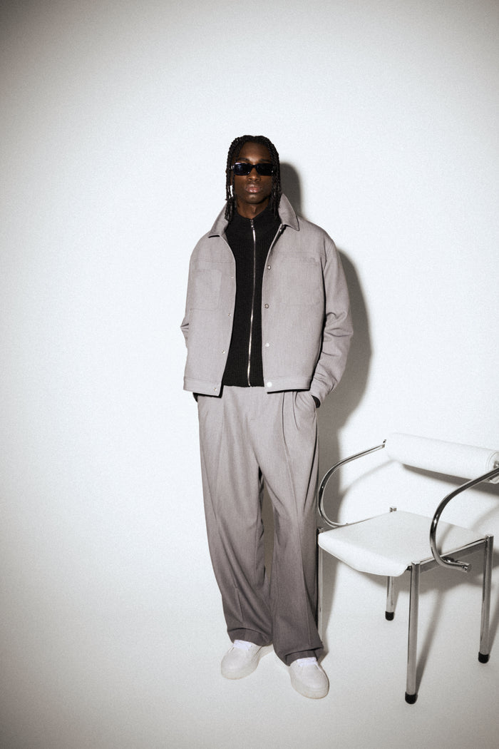 PATCH POCKET TAILORED JACKET - GREY