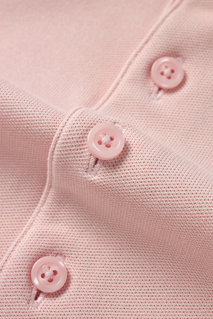 Peach Dress Collar Buttonless Polo - Atica Man