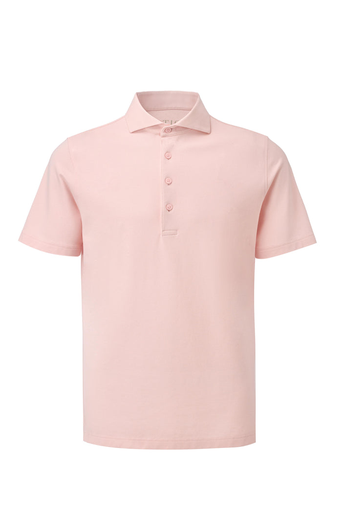 Peach Dress Collar Buttonless Polo - Atica Man