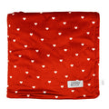 The Sassy Woof Pet Blanket - Little Love features soft red velvet with white hearts and a corner label—perfect for your pup this Valentine's season.