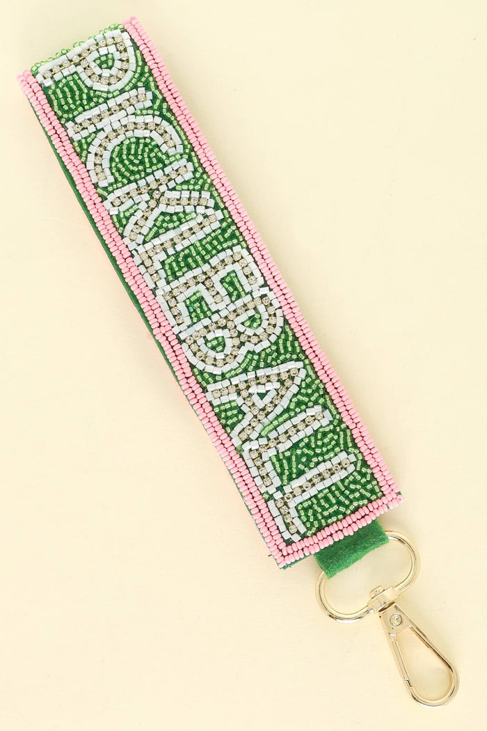Pickleball Beaded Keychain