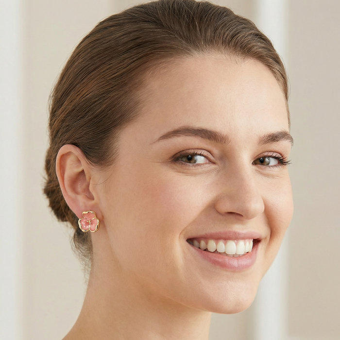 Pink Poppy Stud Earrings