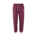 Mauve sweatpants with elastic waistband, pink cuffs, side pockets, and pixelated star designs near the ankle.