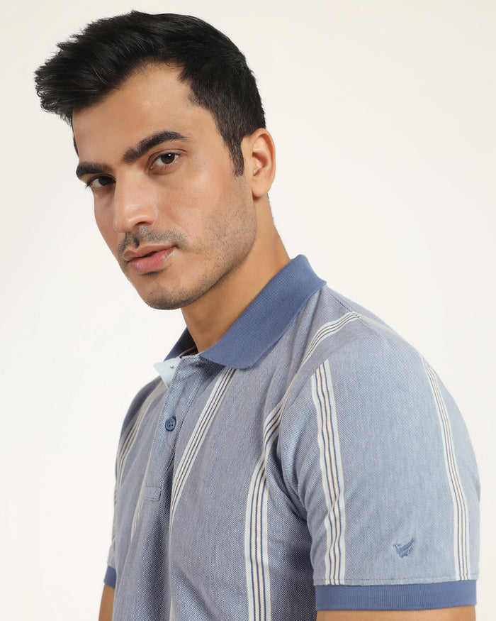 Polo Aster Blue Stripe T-Shirt - Cape