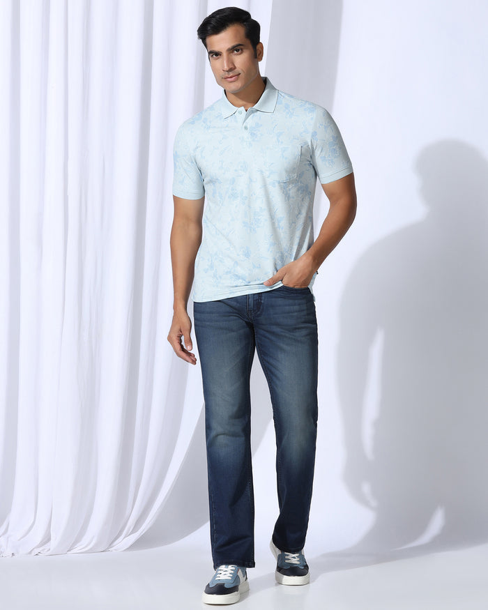 Polo Sky Blue Printed T-Shirt - Infinity