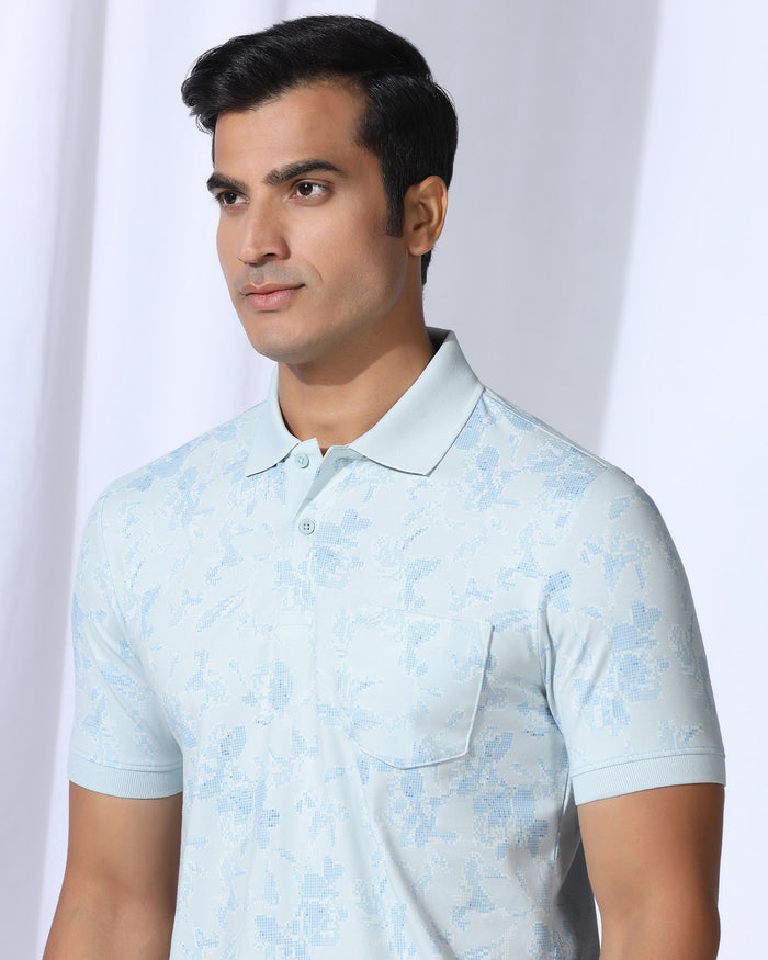 Polo Sky Blue Printed T-Shirt - Infinity