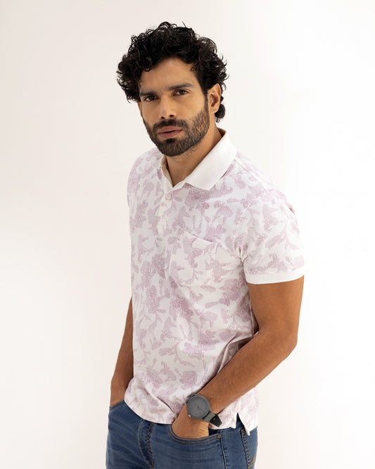 Polo White Printed T-Shirt - Infinity