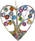 Recycled Magazine Tree of Life Heart Ornament - TLV133