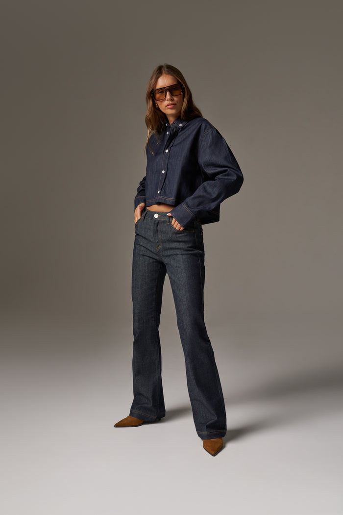 RELAXED FLARE JEANS - DARK INDIGO