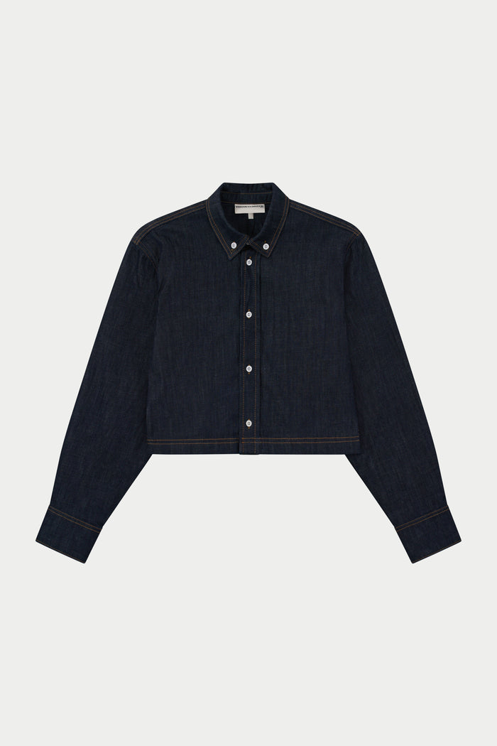 RELAXED LONG SLEEVE DENIM SHIRT - DARK INDIGO