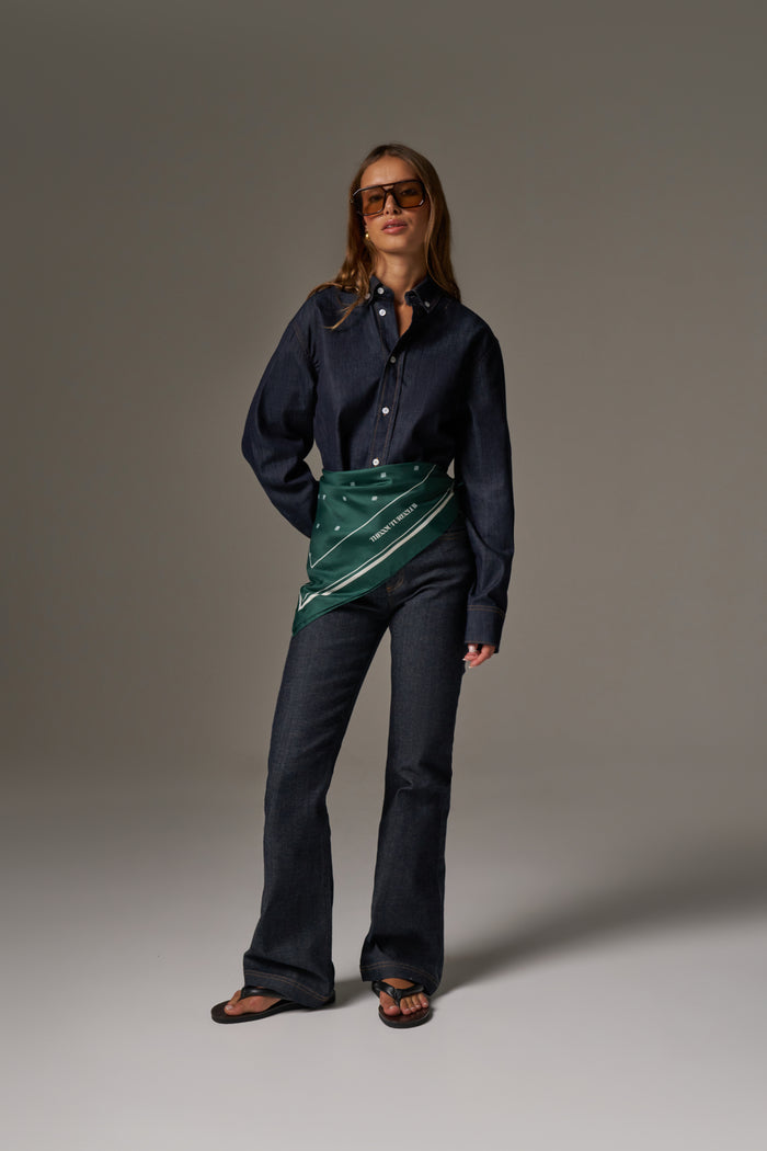 RELAXED LONG SLEEVE DENIM SHIRT - DARK INDIGO