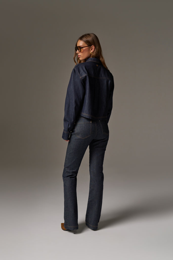 RELAXED LONG SLEEVE DENIM SHIRT - DARK INDIGO