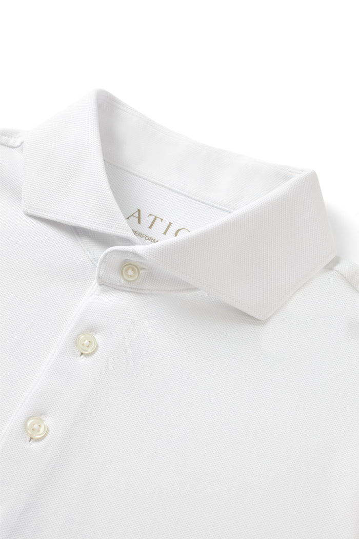 Renewed White Dress Collar Performance Short Sleeve Polo - Atica Man