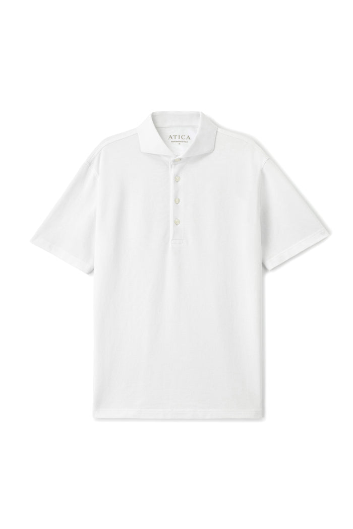 Renewed White Dress Collar Performance Short Sleeve Polo - Atica Man