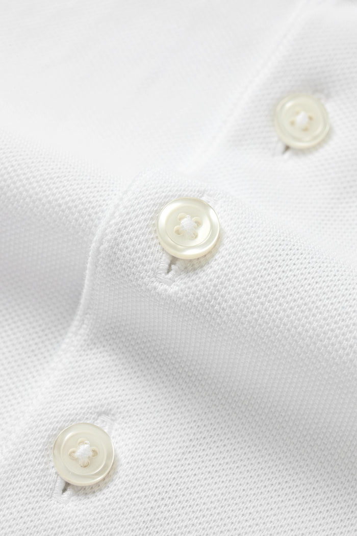 Renewed White Dress Collar Performance Short Sleeve Polo - Atica Man
