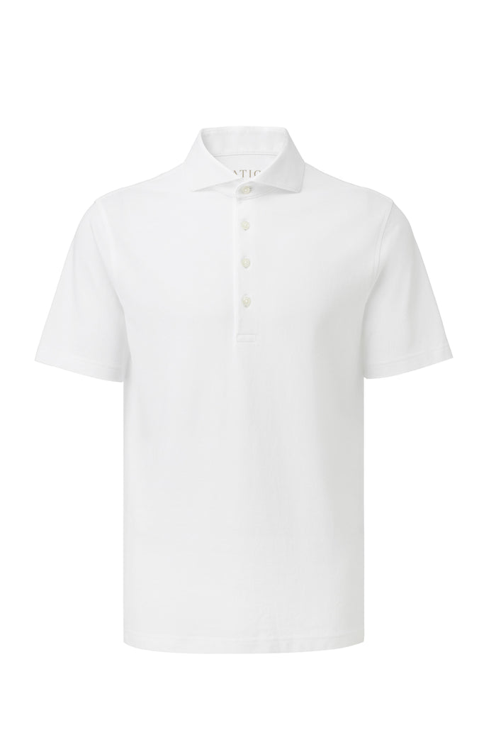 Renewed White Dress Collar Performance Short Sleeve Polo - Atica Man