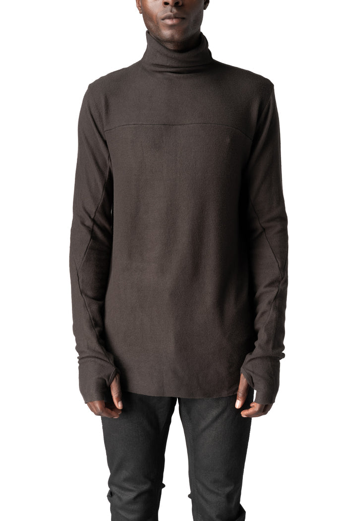 Roll neck long sleeve top, Cold brown