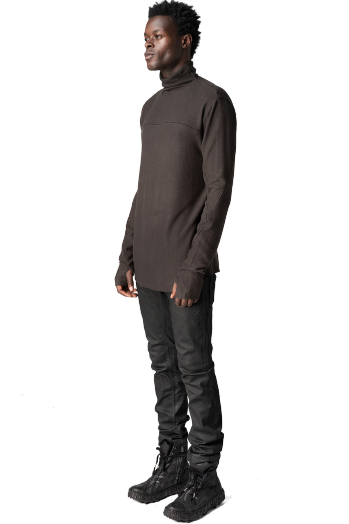 Roll neck long sleeve top, Cold brown