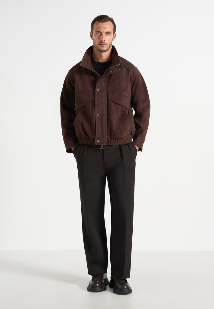 romain-unisex-funnel-neck-suede-relaxed-bomber-jacket