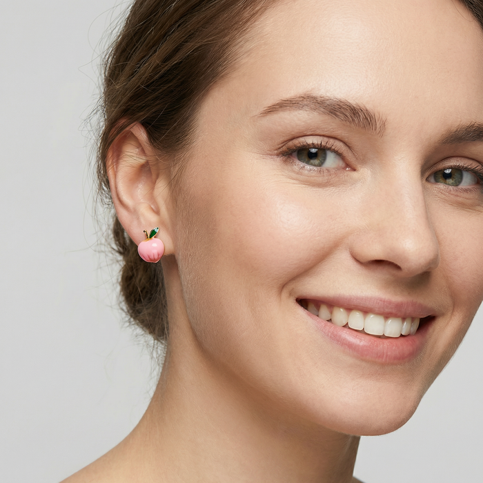 Rosy Apples Stud Earrings