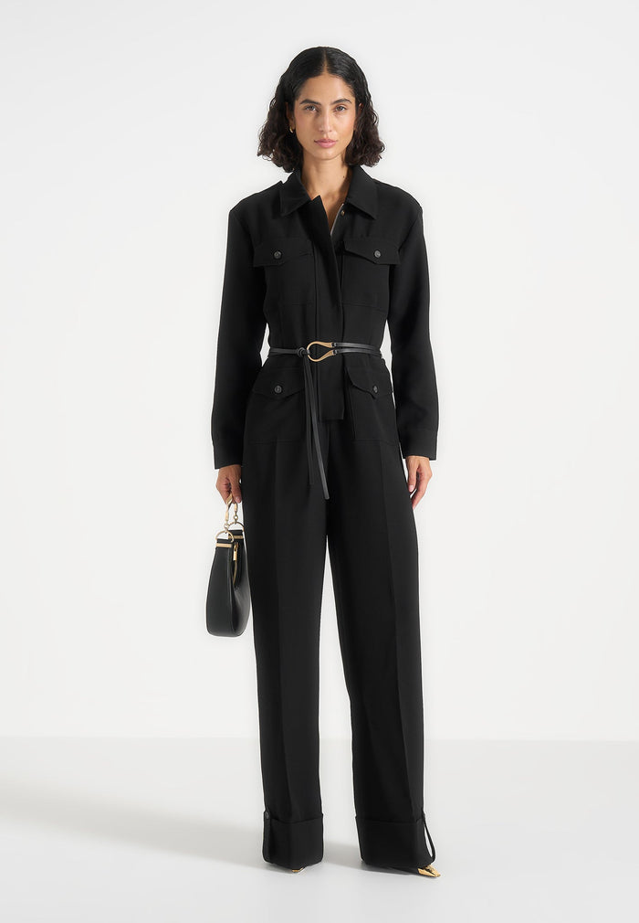 ruby-tailored-crepe-belted-utility-jumpsuit-black