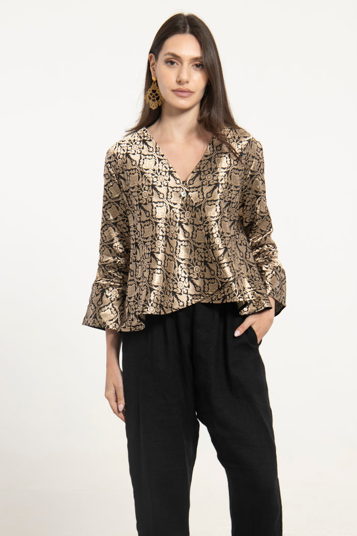Sabah Brocade Gold Blouse
