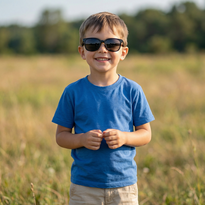 Sam - Childrens Foldable Sunglasses (with Case & Cleaner) - Black