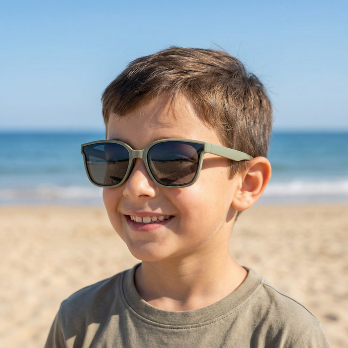 Sam - Childrens Foldable Sunglasses (with Case & Cleaner) - Green