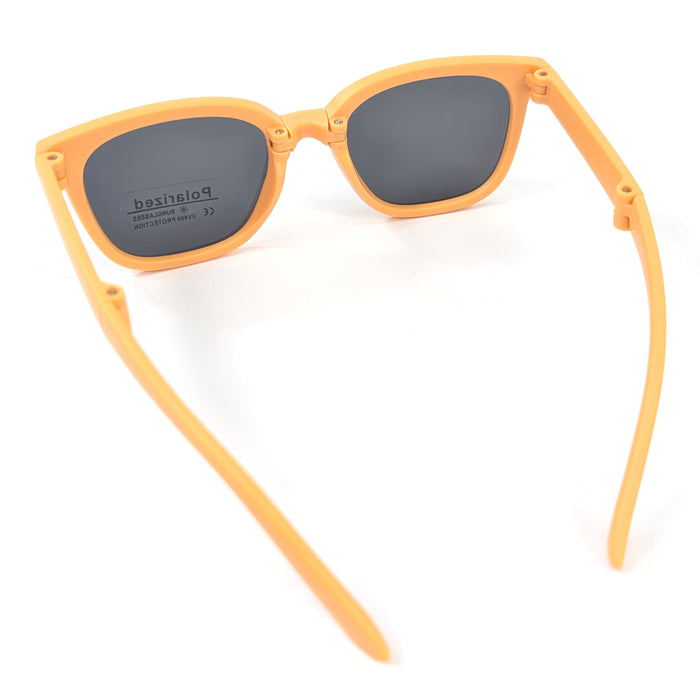 Sam - Childrens Foldable Sunglasses (with Case & Cleaner) - Orange
