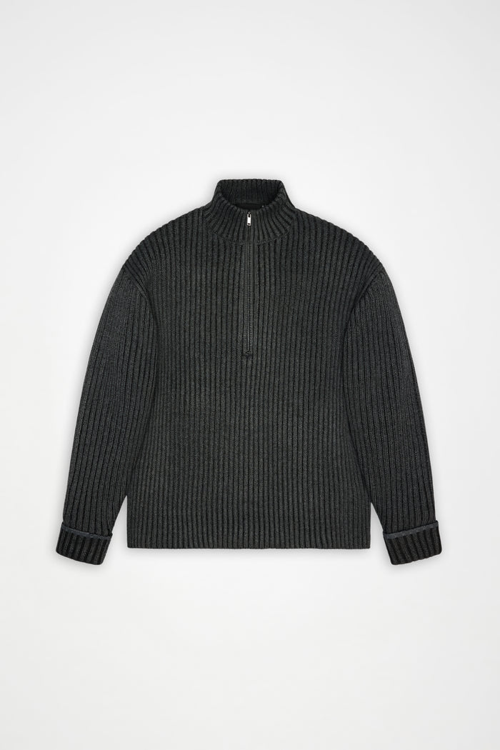 RAINS Sapa Half Zip Knit Dark Grey / Black Long Sleeve