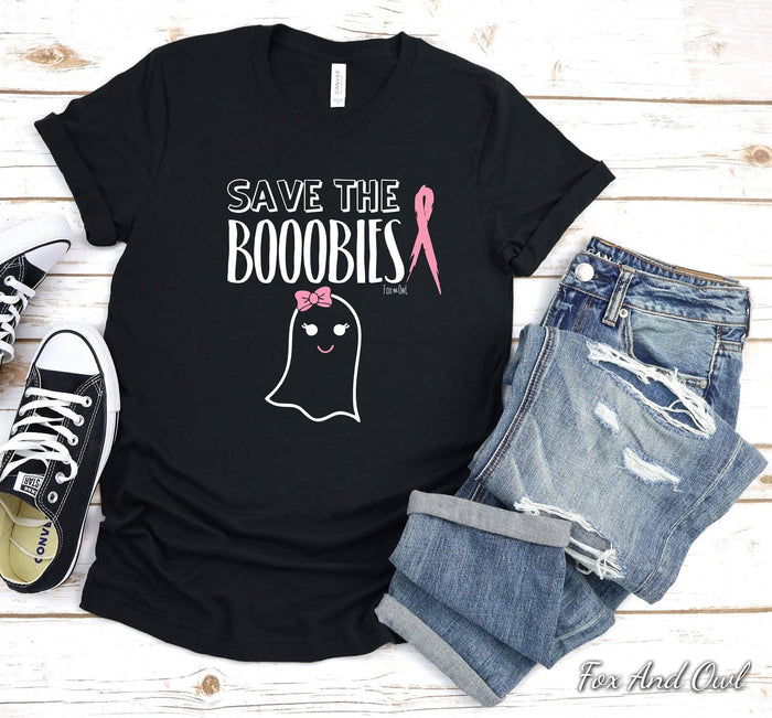 SAVE THE BOOBIES BREAST CANCER BELLA CANVAS GRAPHIC TEE.