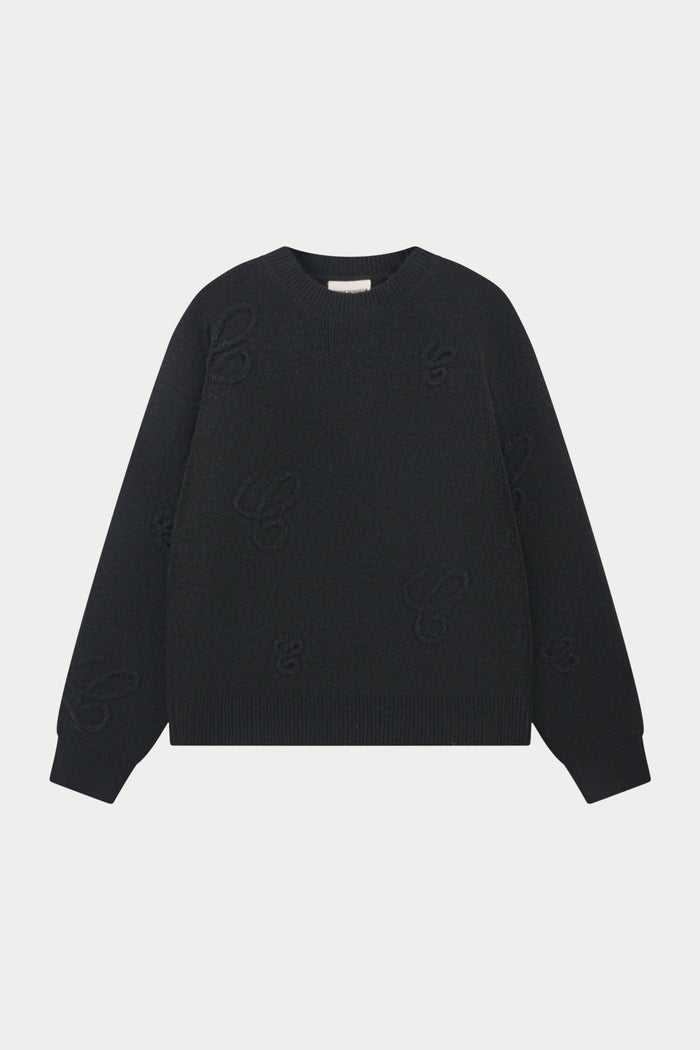 SCRIPT APPLIQUE JUMPER - BLACK