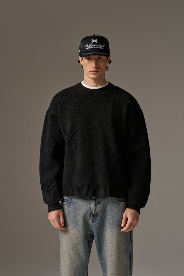 SCRIPT APPLIQUE JUMPER - BLACK
