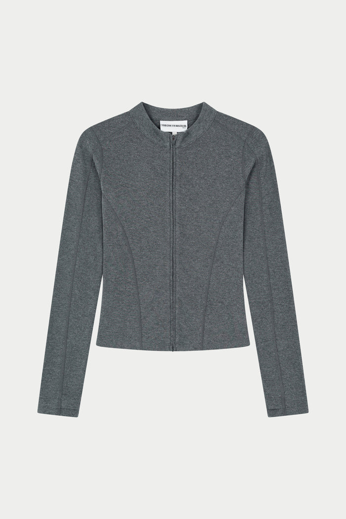 SCULPT SOFT TOUCH LONG SLEEVE ZIP THROUGH - CHARCOAL