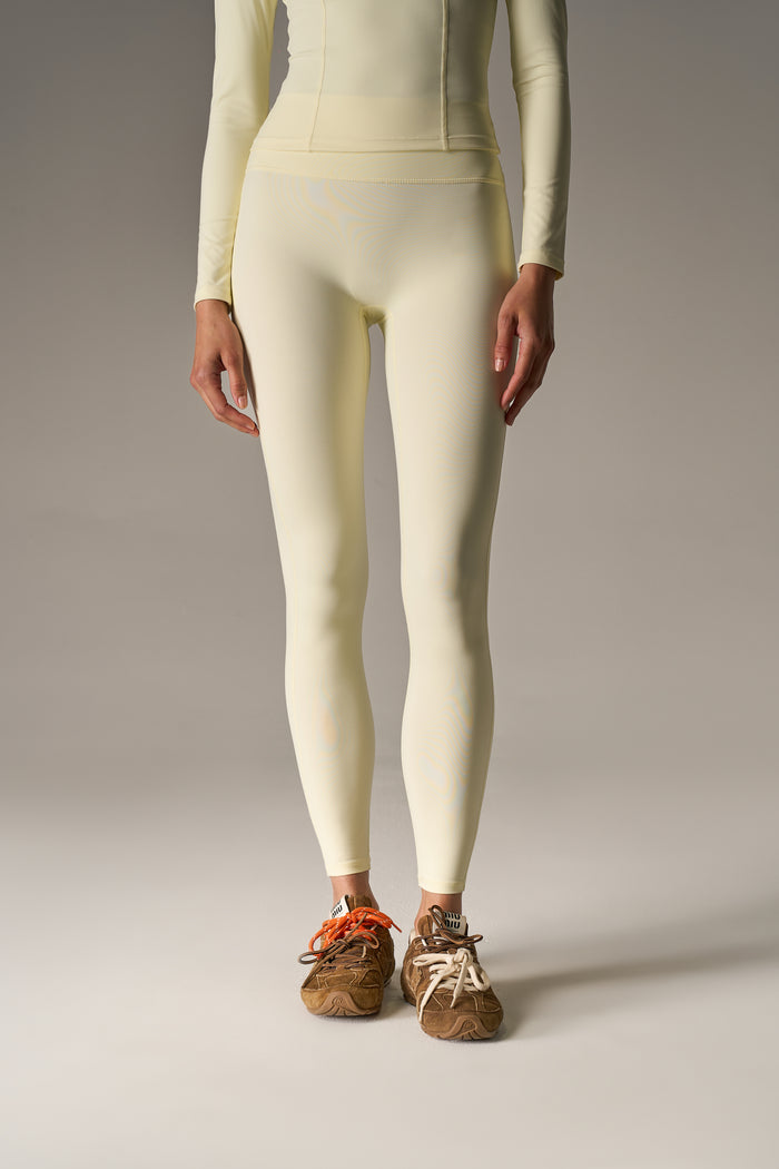 SCULPTING STRETCH EMBLEM LEGGINGS - YELLOW