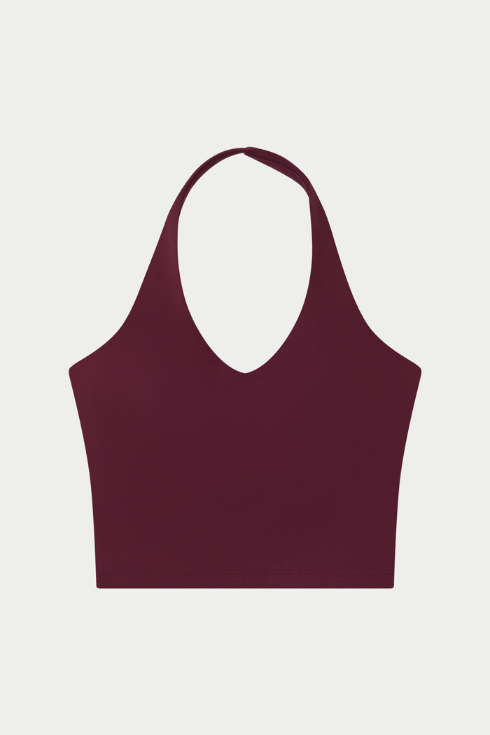SCULPTING STRETCH HALTERNECK TOP - PLUM