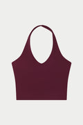 SCULPTING STRETCH HALTERNECK TOP - PLUM