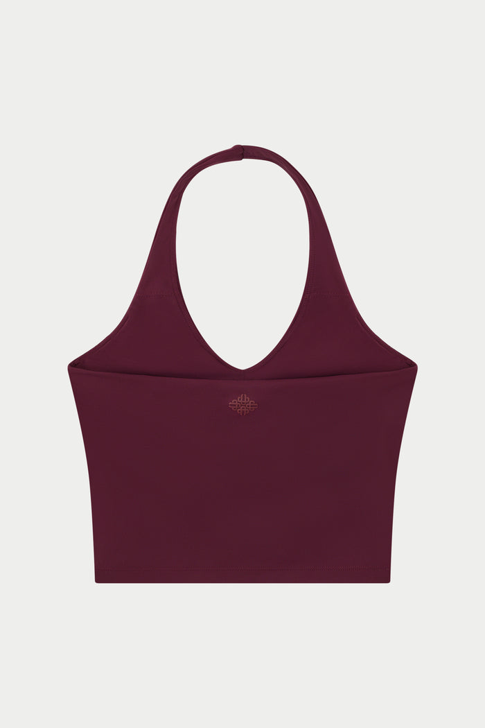 SCULPTING STRETCH HALTERNECK TOP - PLUM