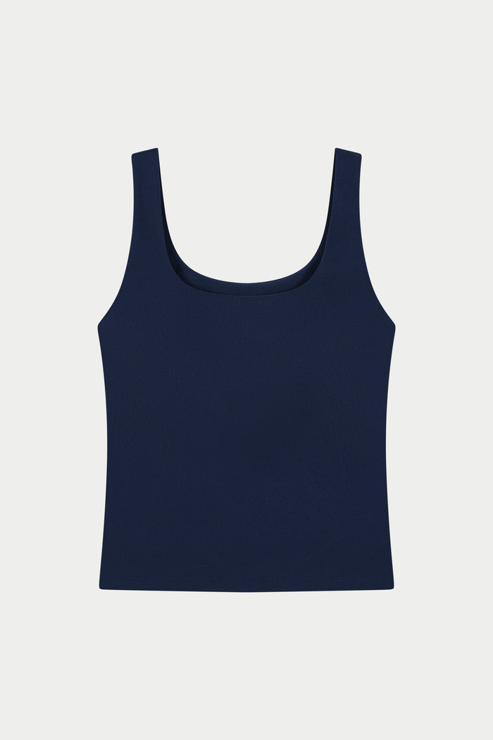 SCULPTING STRETCH SCOOP NECK SPORTS TOP - DARK NAVY