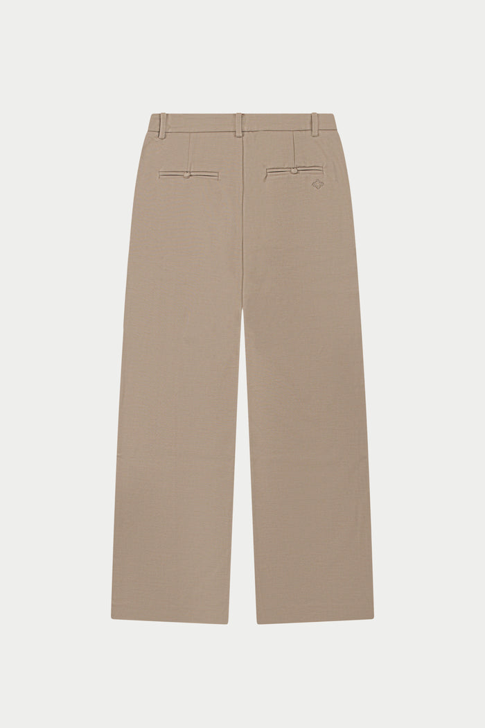 SIDE PLEAT WIDE LEG TAILORED TROUSERS - BEIGE
