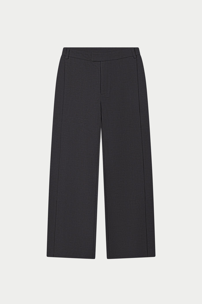 SIDE PLEAT WIDE LEG TAILORED TROUSERS - GREY