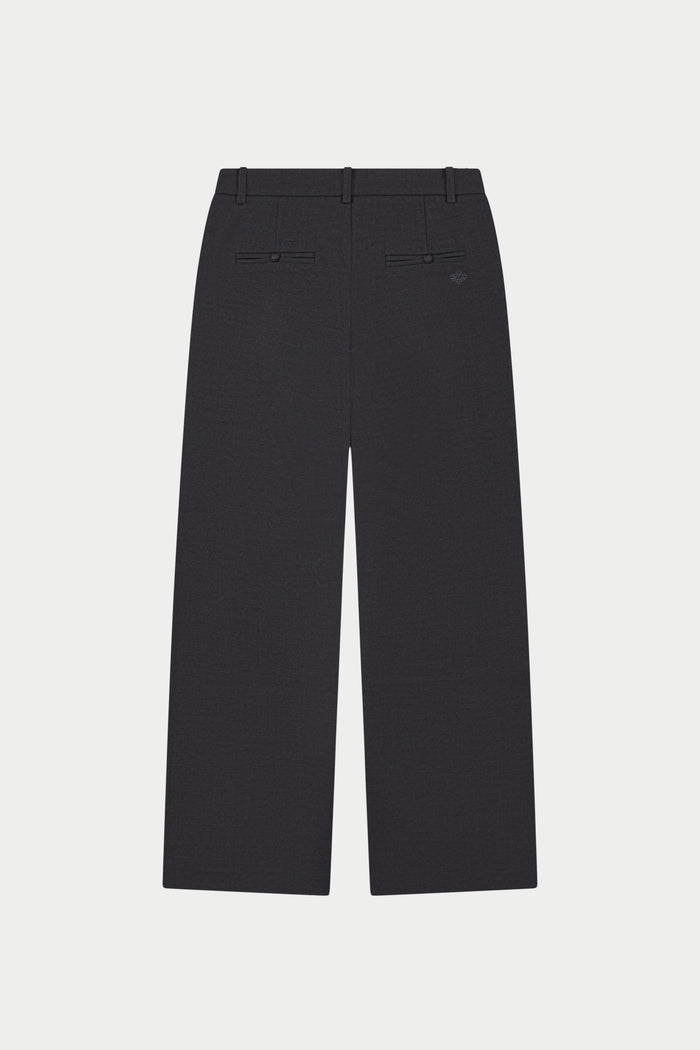 SIDE PLEAT WIDE LEG TAILORED TROUSERS - GREY
