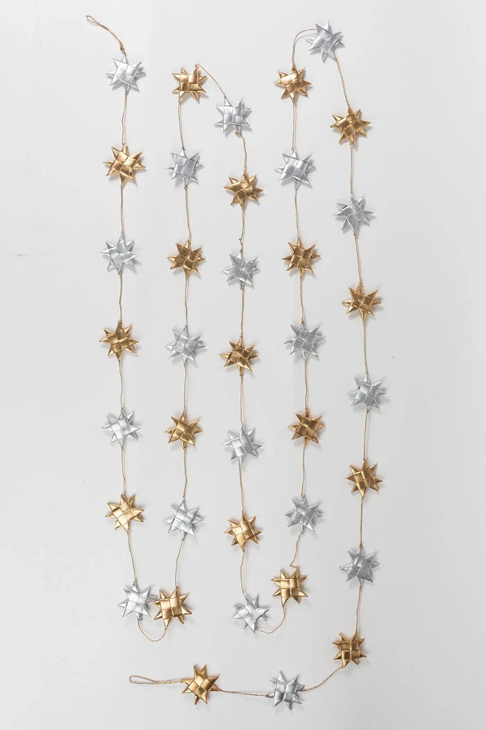 Silver and Gold Mini Star String Garland Wall Hanging - Fair Trade Made -Final Sale