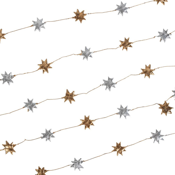 Silver and Gold Mini Star String Garland Wall Hanging - Fair Trade Made -Final Sale